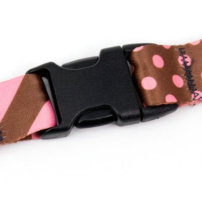 Buttonsmith Cocoa Pink Dots Custom Lanyard - Made in USA - Buttonsmith Inc.