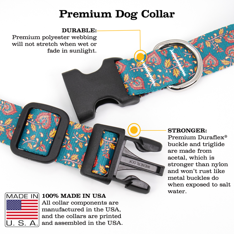 Kalimkari Aqua Dog Collar - Made in USA