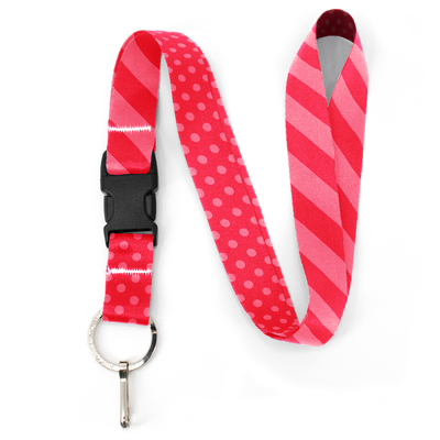 Pink Stripes Premium Lanyard - with Buckle and Flat Ring - Made in the USA