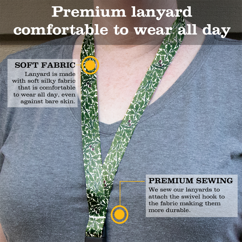 Morris Oak Premium Lanyard - with Buckle and Flat Ring - Made in the USA