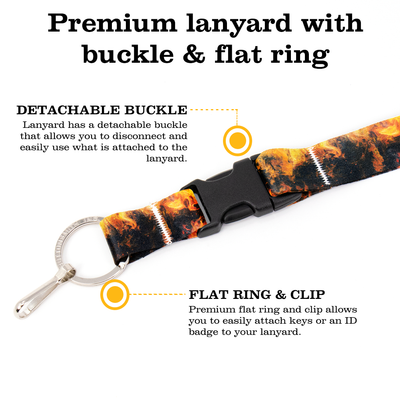 Bonfire Breakaway Lanyard - with Buckle and Flat Ring - Made in the USA