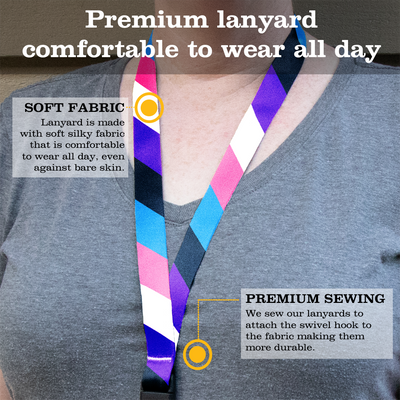 Gender Fluid Pride Breakaway Lanyard - with Buckle and Flat Ring - Made in the USA