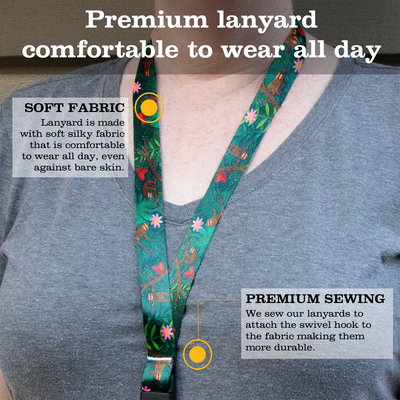 Happy Sloths Breakaway Lanyard - with Buckle and Flat Ring - Made in the USA