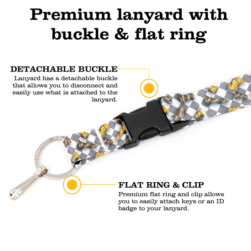 Checkmate Premium Lanyard - with Buckle and Flat Ring - Made in the USA