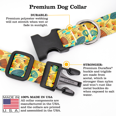 Orange & Aqua Flowers Dog Collar - Made in USA