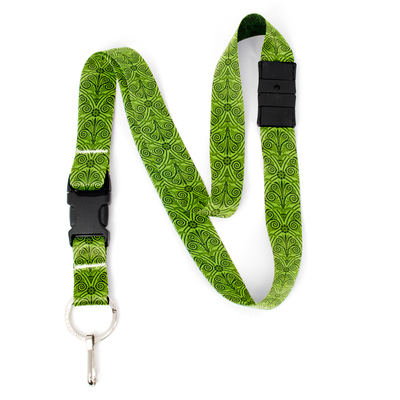 Olive Greek Swirls Breakaway Lanyard - with Buckle and Flat Ring - Made in the USA