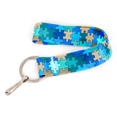 Beach Puzzle Wristlet Lanyard - with Buckle and Flat Ring - Made in the USA
