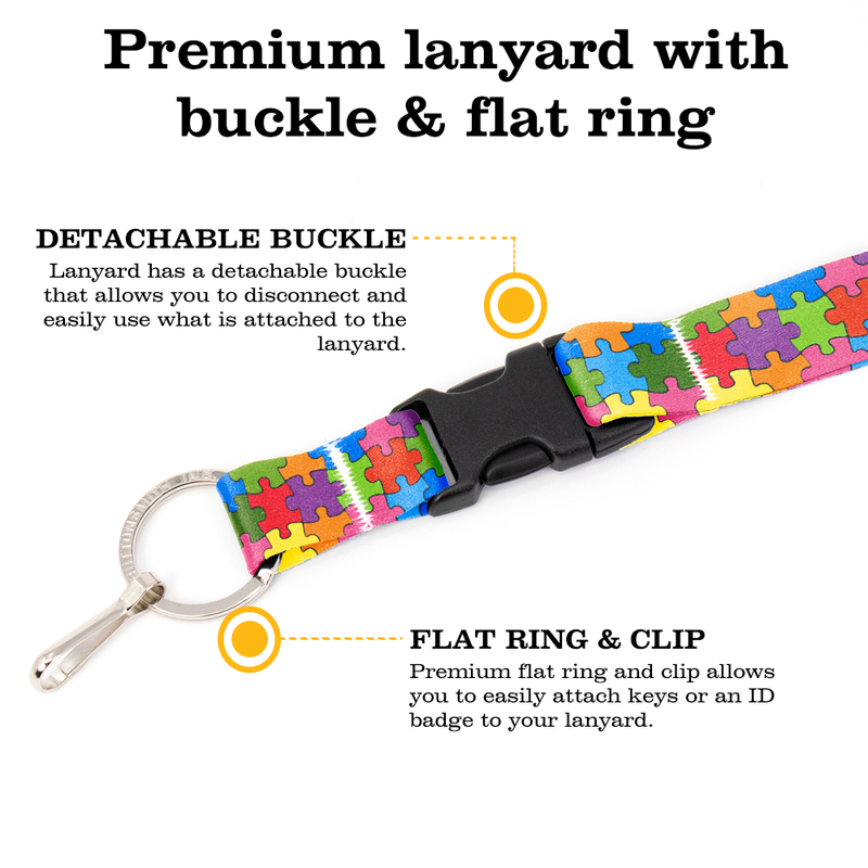 Garden Puzzle Breakaway Lanyard - with Buckle and Flat Ring - Made in the USA