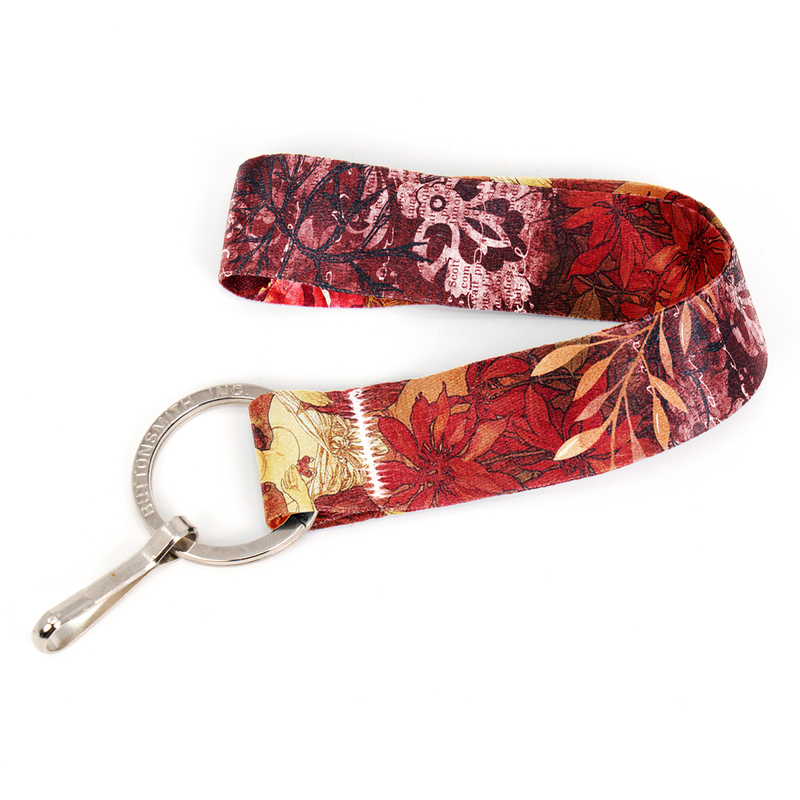 Mucha Ruby Wristlet Lanyard - Short Length with Flat Key Ring and Clip - Made in the USA