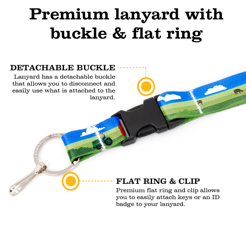 Contented Cows Premium Lanyard - with Buckle and Flat Ring - Made in the USA