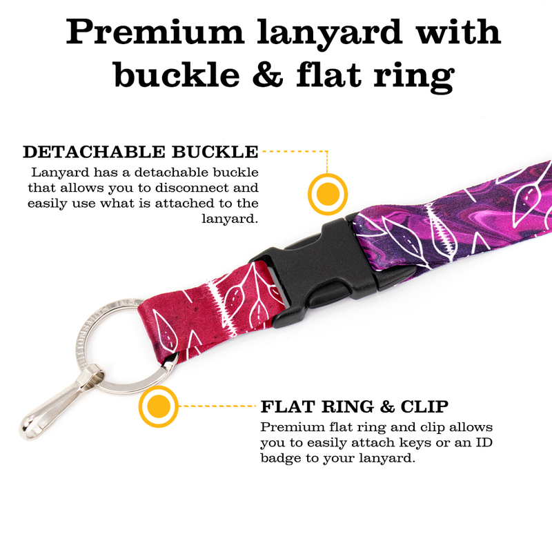 Magenta Love Premium Lanyard - with Buckle and Flat Ring - Made in the USA