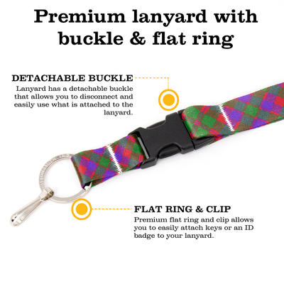 Glasgow Plaid Premium Lanyard - with Buckle and Flat Ring - Made in the USA