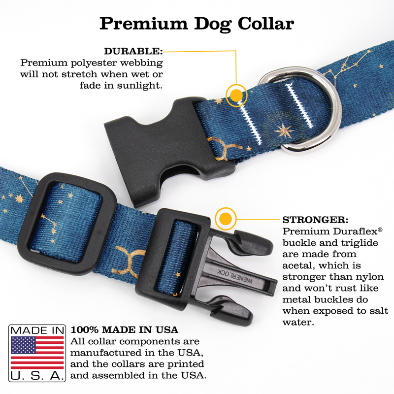 Zodiac Taurus Dog Collar - Made in USA