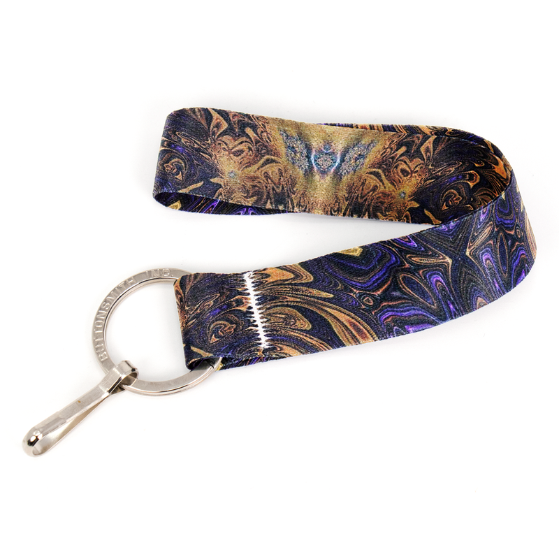 Infinity Brown Wristlet Lanyard - Short Length with Flat Key Ring and Clip - Made in the USA