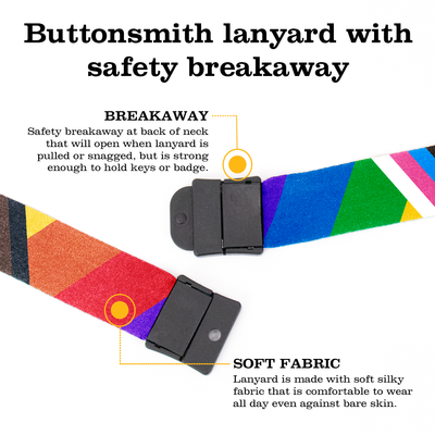 Rainbow Plus Pride Breakaway Lanyard - with Buckle and Flat Ring - Made in the USA