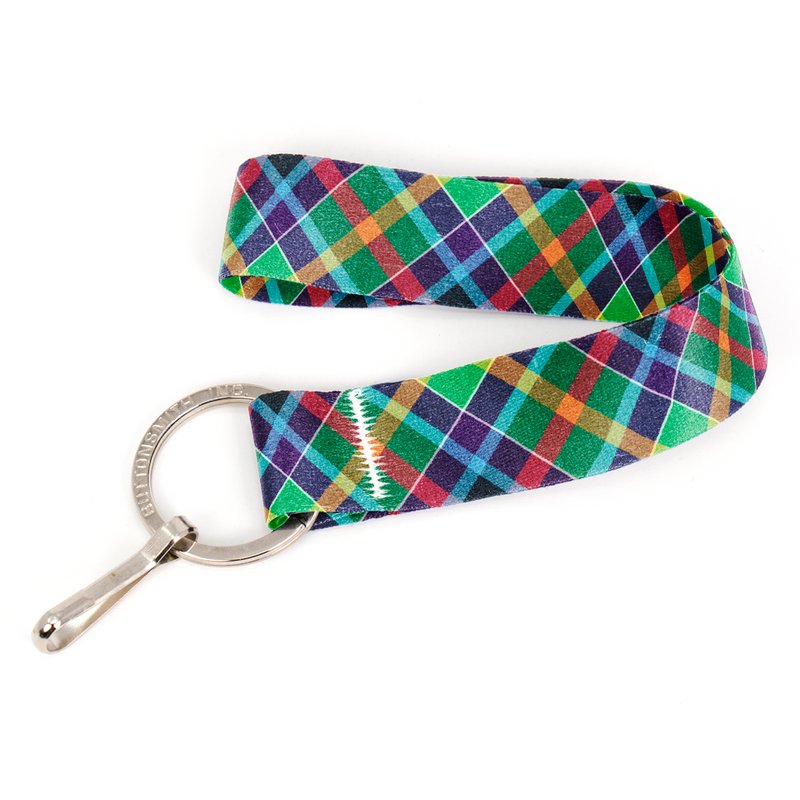 Gallowater Plaid Wristlet Lanyard - Short Length with Flat Key Ring and Clip - Made in the USA