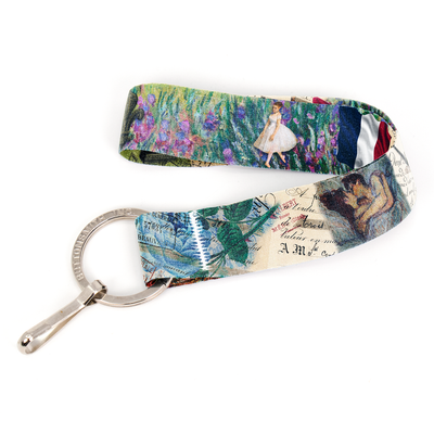French Kiss Wristlet Lanyard - Short Length with Flat Key Ring and Clip - Made in the USA