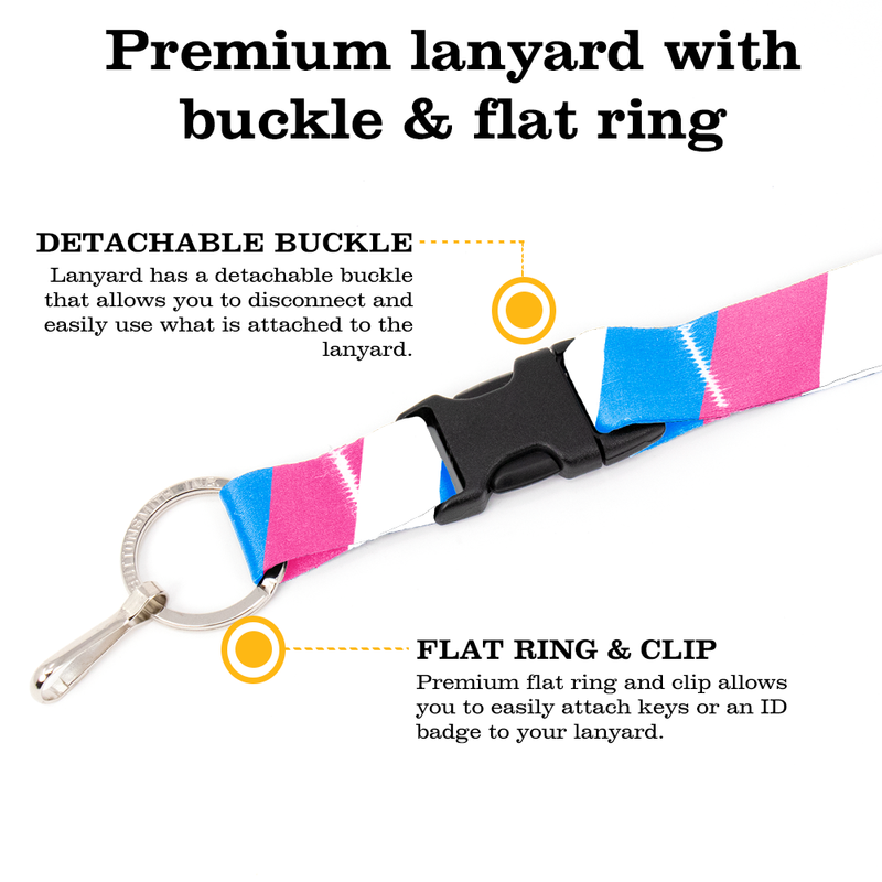 Transgender Pride Breakaway Lanyard - with Buckle and Flat Ring - Made in the USA