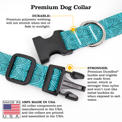 Aegean Greek Swirls Dog Collar - Made in USA