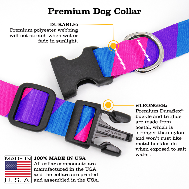 Bisexual Pride Dog Collar - Made in USA
