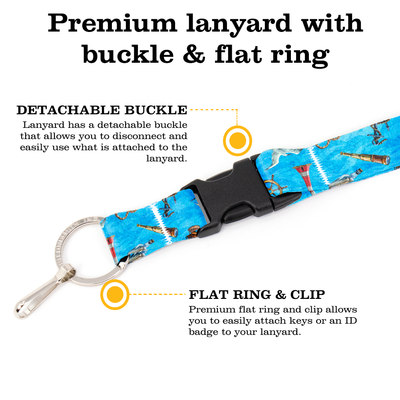 Ocean Breeze Premium Lanyard - with Buckle and Flat Ring - Made in the USA
