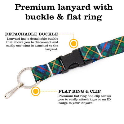 MacLeod of Skye Plaid Premium Lanyard - with Buckle and Flat Ring - Made in the USA