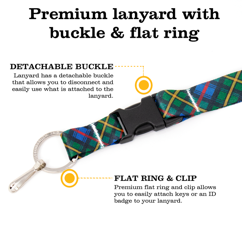 MacLeod of Skye Plaid Breakaway Lanyard - with Buckle and Flat Ring - Made in the USA