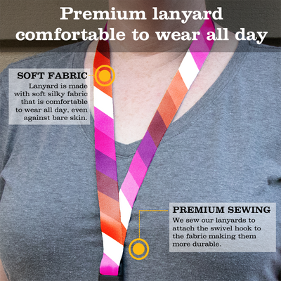 Lesbian Pride Breakaway Lanyard - with Buckle and Flat Ring - Made in the USA