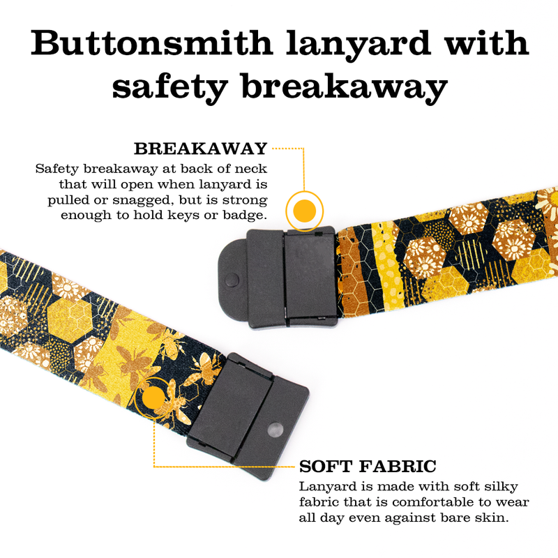 Hive Heaven Breakaway Lanyard - with Buckle and Flat Ring - Made in the USA