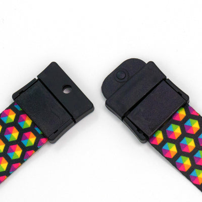 Buttonsmith Rainbow Hexes Breakaway Lanyard - Made in USA - Buttonsmith Inc.