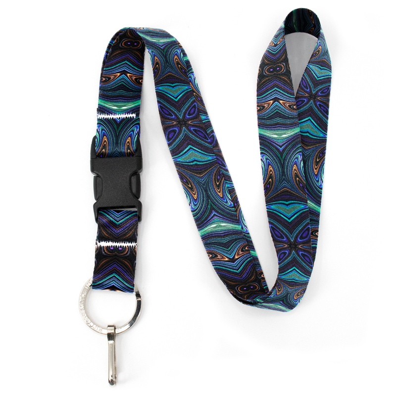 Infinity Blue Premium Lanyard - with Buckle and Flat Ring - Made in the USA