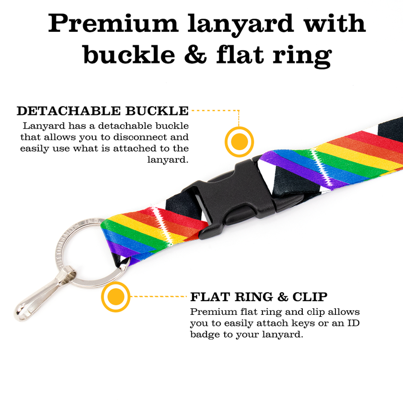 Ally Pride Premium Lanyard - with Buckle and Flat Ring - Made in the USA