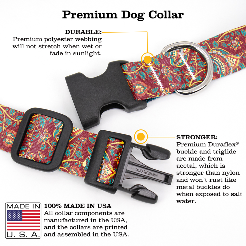 Kalimkari Red Dog Collar - Made in USA