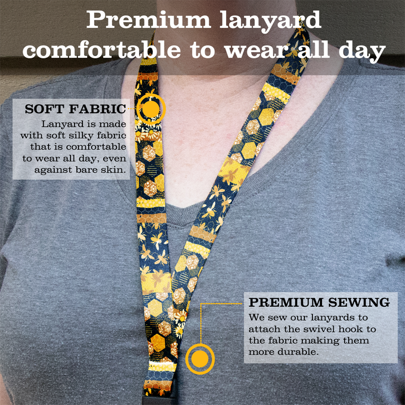 Hive Heaven Premium Lanyard - with Buckle and Flat Ring - Made in the USA