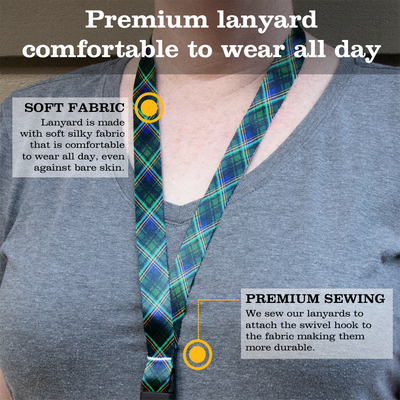 Clark of Ulva Plaid Premium Lanyard - with Buckle and Flat Ring - Made in the USA