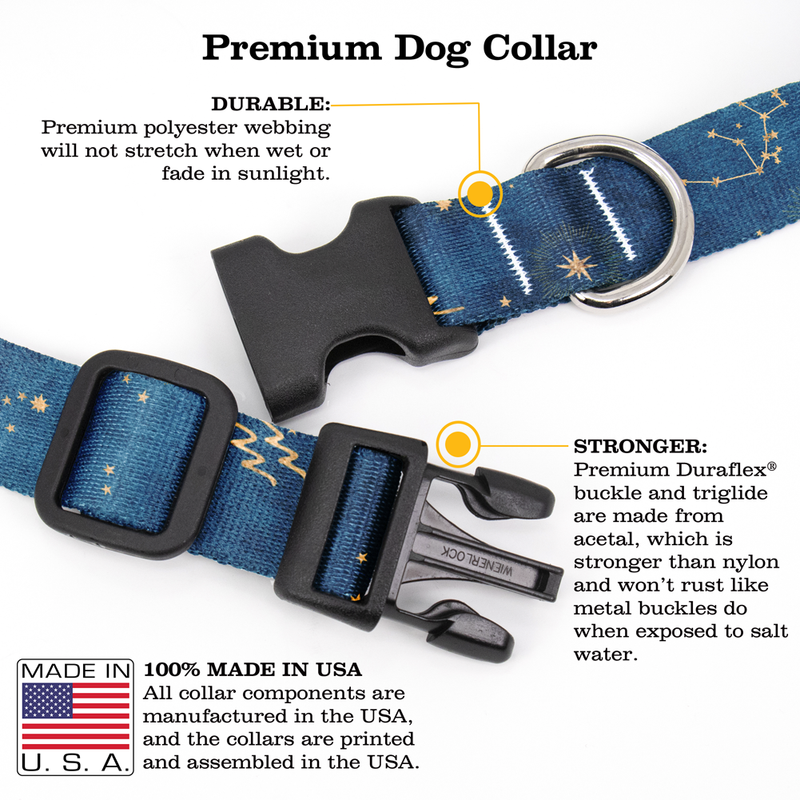 Zodiac Aquarius Dog Collar - Made in USA