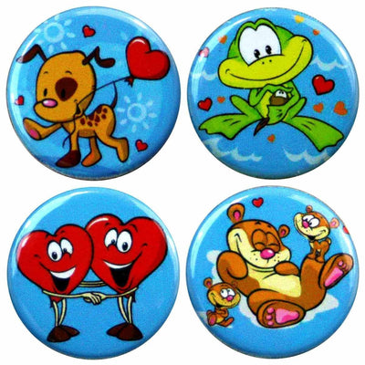 Buttonsmith® Cartoon Love Tinker Top® Set – Made in USA – for use with Tinker Reel® Badge Reels - Buttonsmith Inc.