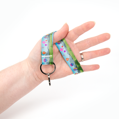 Hot Air Ride Wristlet Lanyard - Short Length with Flat Key Ring and Clip - Made in the USA