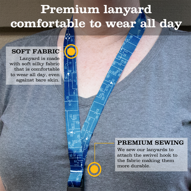 Circuit Blueprints Breakaway Lanyard - with Buckle and Flat Ring - Made in the USA