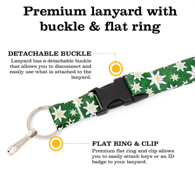 Edelweiss Breakaway Lanyard - with Buckle and Flat Ring - Made in the USA