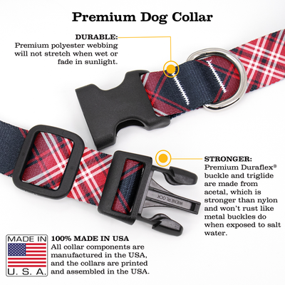 Tweedside Red Plaid Dog Collar - Made in USA