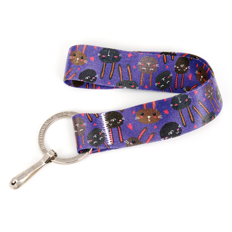 Bunny Wristlet Lanyard - with Buckle and Flat Ring - Made in the USA