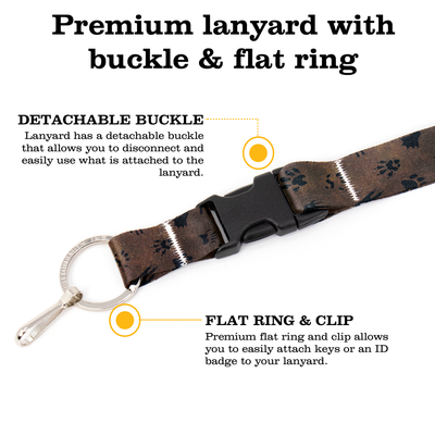Wild Tracks Premium Lanyard - with Buckle and Flat Ring - Made in the USA
