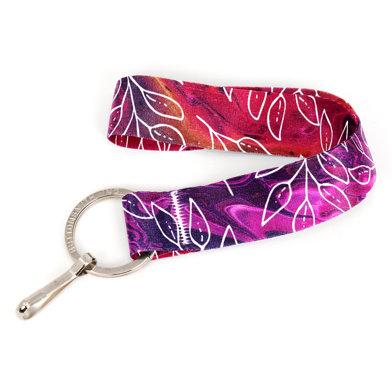 Magenta Love Wristlet Lanyard - Short Length with Flat Key Ring and Clip - Made in the USA