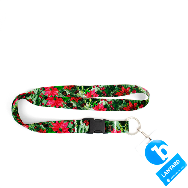 Holiday Flora Premium Lanyard - with Buckle and Flat Ring - Made in the USA