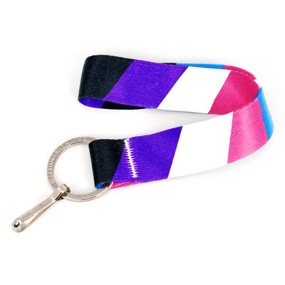 Gender Fluid Pride Wristlet Lanyard - Short Length with Flat Key Ring and Clip - Made in the USA