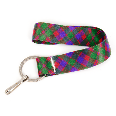 Glasgow Plaid Wristlet Lanyard - Short Length with Flat Key Ring and Clip - Made in the USA