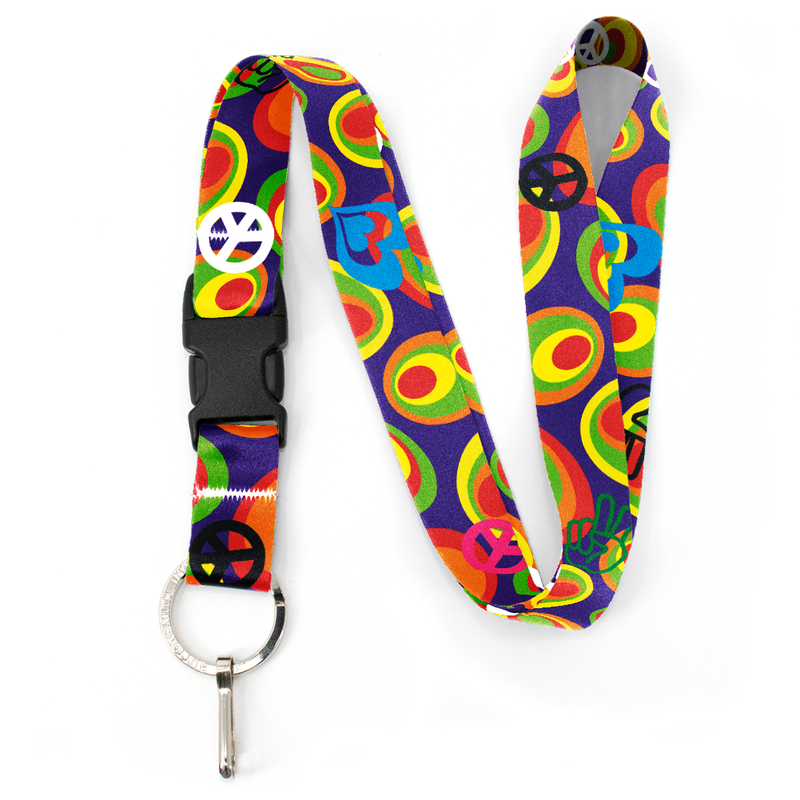 Flower Power Premium Lanyard - with Buckle and Flat Ring - Made in the USA