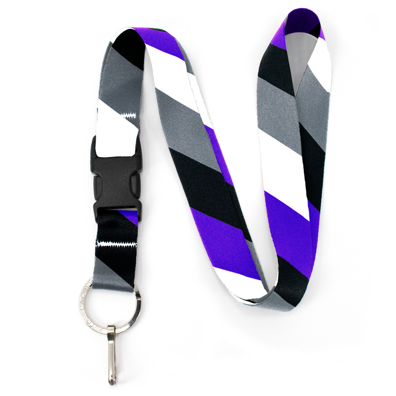 Asexual Pride Premium Lanyard - with Buckle and Flat Ring - Made in the USA