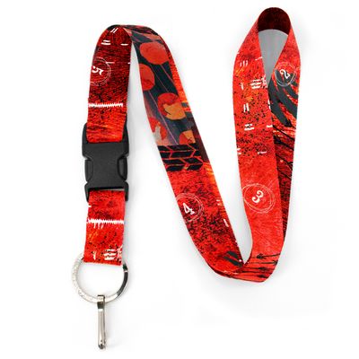 Red Grunge Premium Lanyard - with Buckle and Flat Ring - Made in the USA